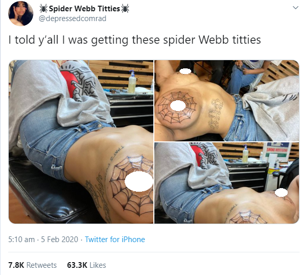 Twitter user gets spider web tattooed on her breasts (+18 photos) -  Insidegistblog