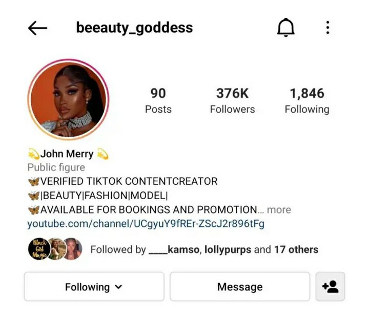 Beauty Goddess: Biography, Early life Net worth, career, Real Name, Tiktok, Instagram, Gallery