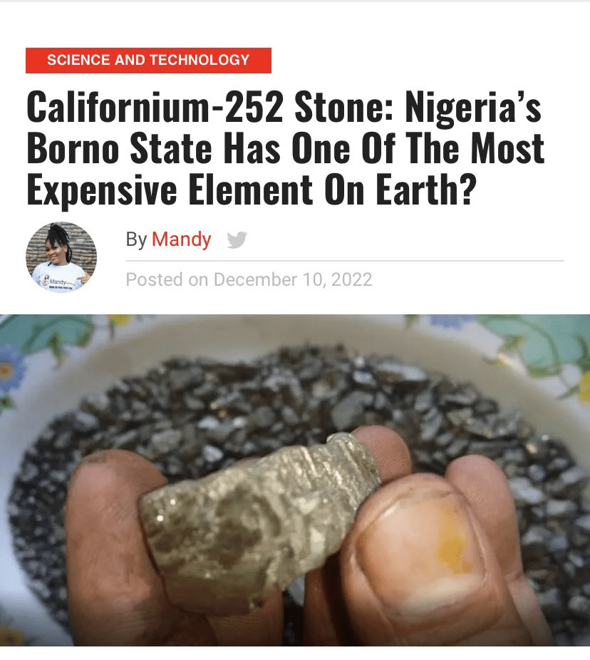 Is californium found in Nigeria